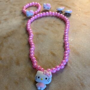 Hello Kitty Pink Pearl Jewelry Set
